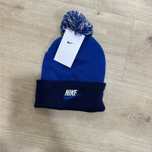 Nike Kids Royal Blue Beanie with Pom-Pom